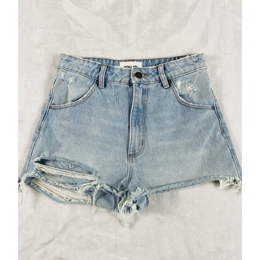 2/$30 Rolla's Dusters Denim Jean‎ Short Sz 26 Light Wash Distressed Summer